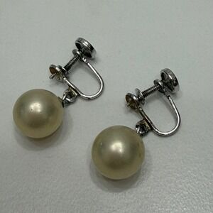 Coro Sterling Silver Faux Pearl Drop Earrings Vintage Screw Back Old Money
